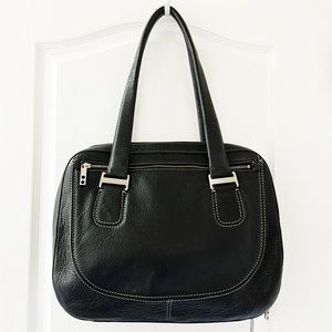 KNOMO Black Pebbled Leather Laptop Bag/Tote Bag